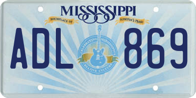 MS license plate ADL869