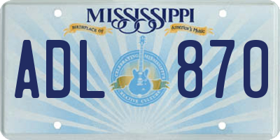 MS license plate ADL870