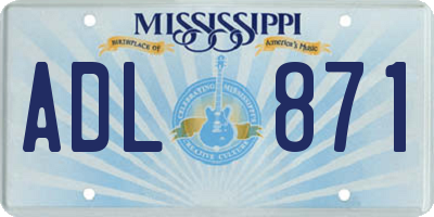 MS license plate ADL871
