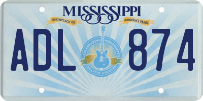 MS license plate ADL874
