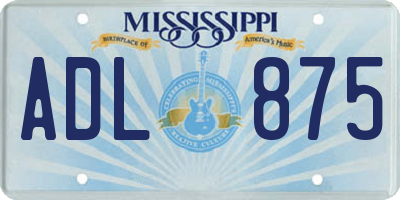 MS license plate ADL875