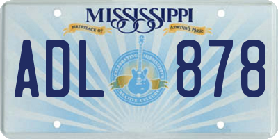 MS license plate ADL878