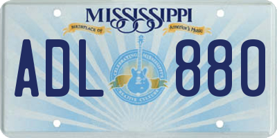 MS license plate ADL880