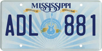MS license plate ADL881