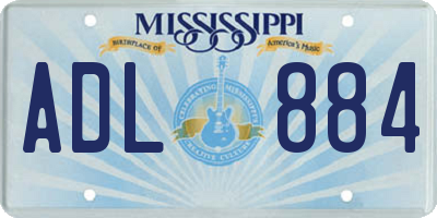 MS license plate ADL884
