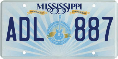 MS license plate ADL887