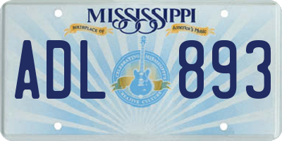 MS license plate ADL893