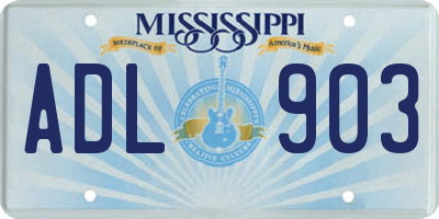 MS license plate ADL903