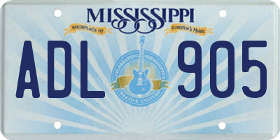 MS license plate ADL905