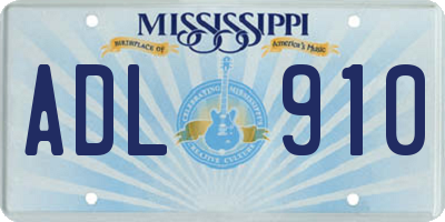MS license plate ADL910