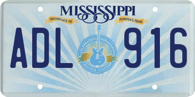 MS license plate ADL916