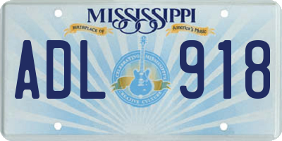 MS license plate ADL918
