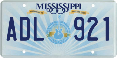 MS license plate ADL921