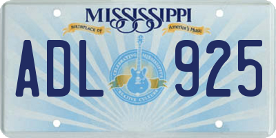 MS license plate ADL925