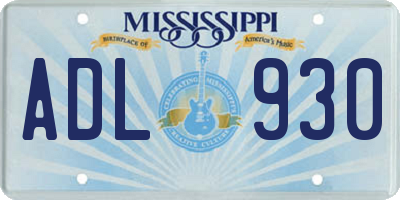 MS license plate ADL930