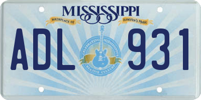 MS license plate ADL931