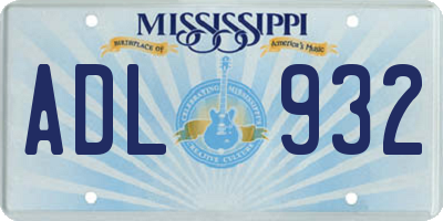 MS license plate ADL932