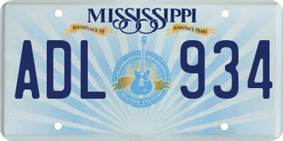 MS license plate ADL934