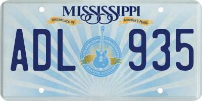 MS license plate ADL935