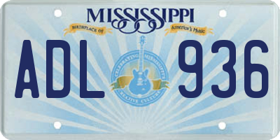 MS license plate ADL936