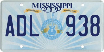 MS license plate ADL938