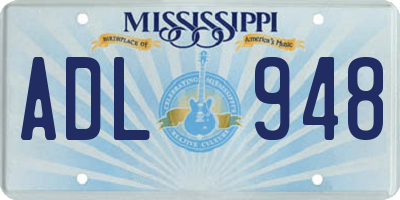 MS license plate ADL948