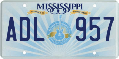 MS license plate ADL957