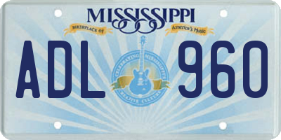 MS license plate ADL960