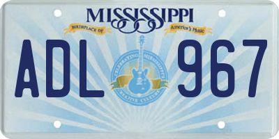 MS license plate ADL967