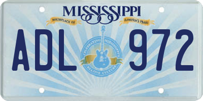 MS license plate ADL972