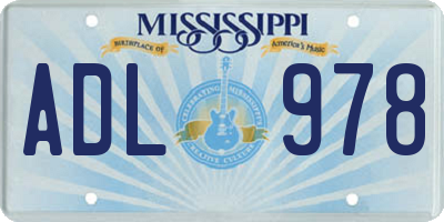 MS license plate ADL978