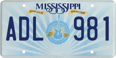 MS license plate ADL981