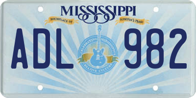 MS license plate ADL982