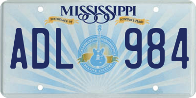 MS license plate ADL984