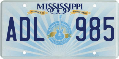 MS license plate ADL985