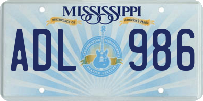 MS license plate ADL986