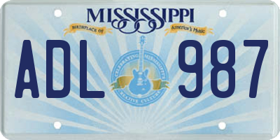 MS license plate ADL987