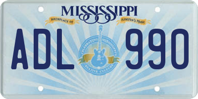 MS license plate ADL990