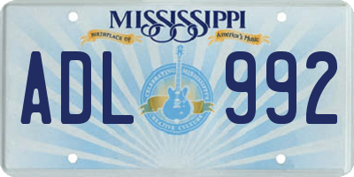 MS license plate ADL992