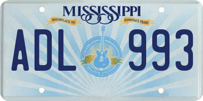 MS license plate ADL993