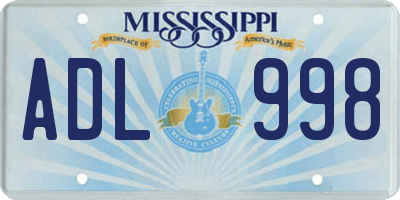 MS license plate ADL998