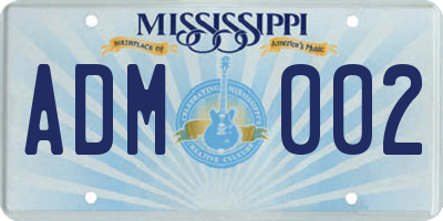 MS license plate ADM002