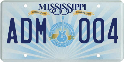 MS license plate ADM004