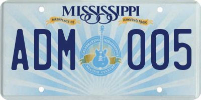 MS license plate ADM005