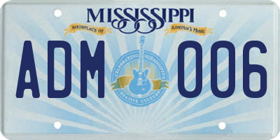 MS license plate ADM006