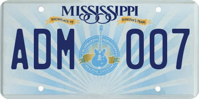 MS license plate ADM007