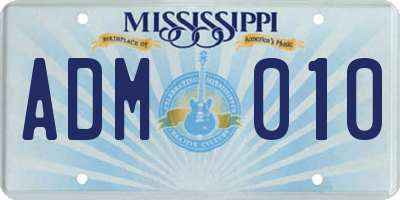 MS license plate ADM010