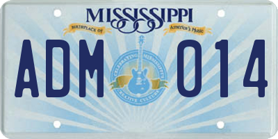 MS license plate ADM014
