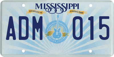 MS license plate ADM015