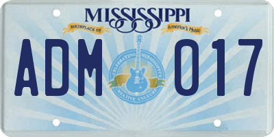 MS license plate ADM017